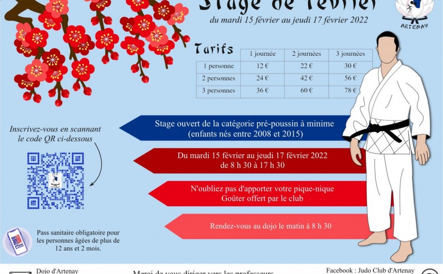 Stage pendant les vacances de février du mardi 15 au jeudi 17 février 2022