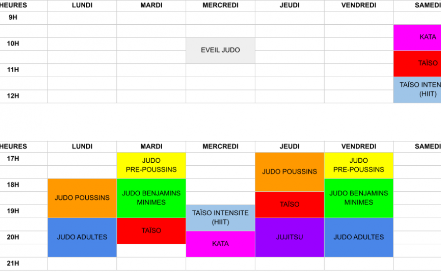 EMPLOI DU TEMPS TYPE SAISON 2022-2023